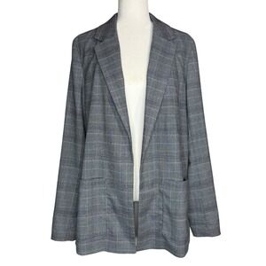 Hollister XL Navy Houndstooth Plaid‎ Open Front Sweater Blazer Jacket Academia